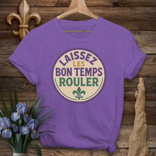 S / Heather Purple Louisiana Laissez Les Bon Temps Rouler Retro T-Shirt by Laissez Faire Wear