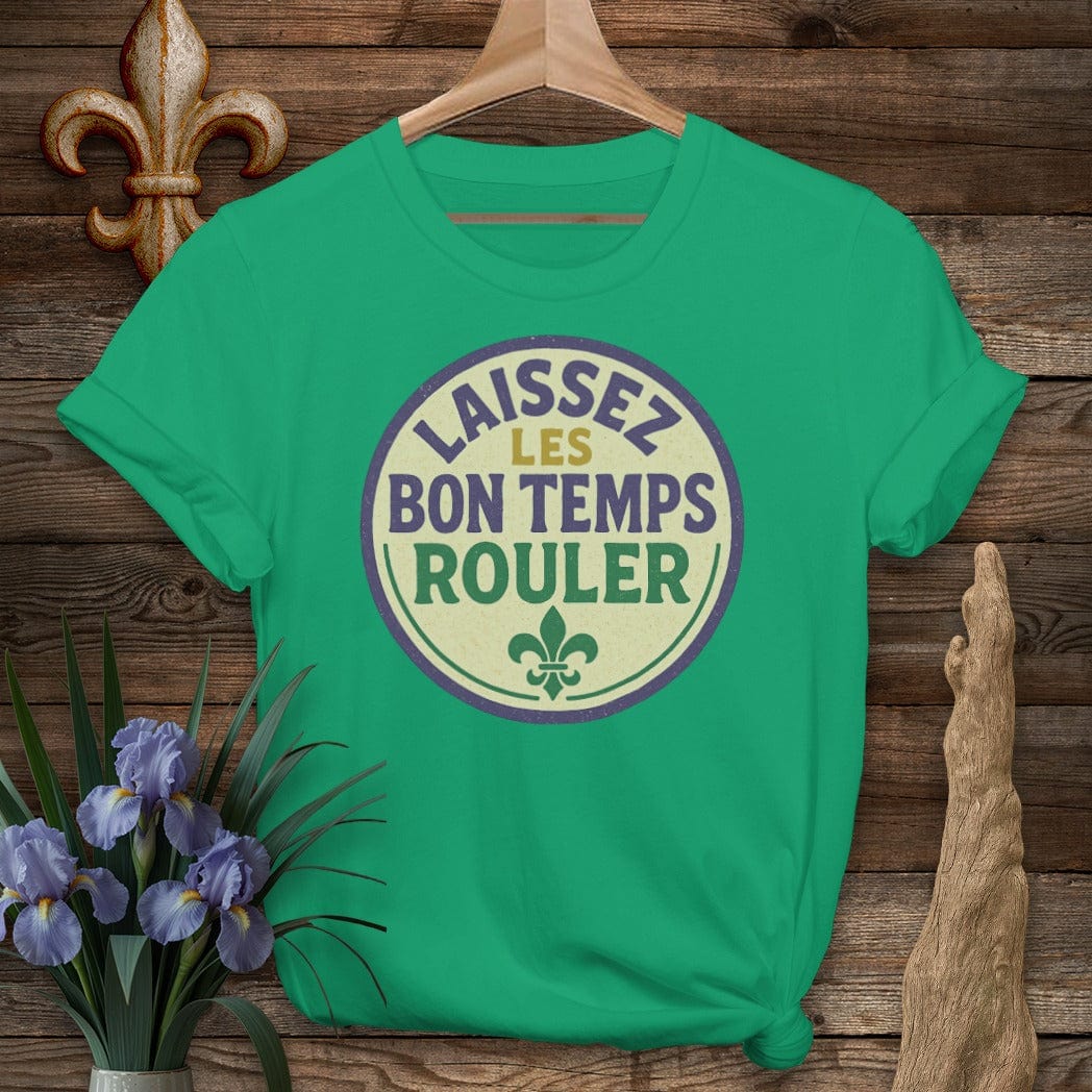 S / Kelly Green Louisiana Laissez Les Bon Temps Rouler Retro T-Shirt by Laissez Faire Wear