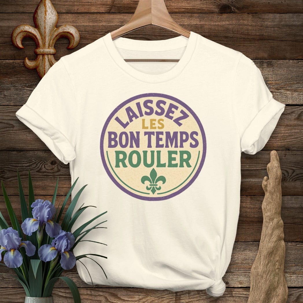 S / Natural Louisiana Laissez Les Bon Temps Rouler Retro T-Shirt by Laissez Faire Wear