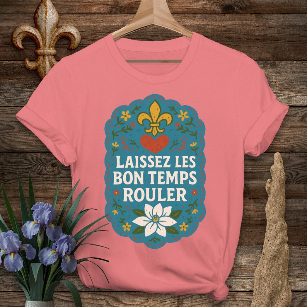 S / Coral Silk Louisiana Laissez Les Bon Temps Rouler T-Shirt by Laissez Faire Wear