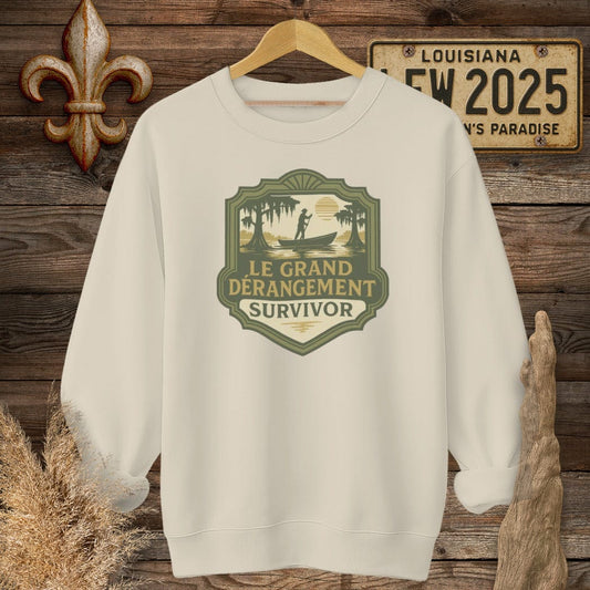S / Sand Louisiana Le Grand Derangement Survivor Sweatshirt by Laissez Faire Wear
