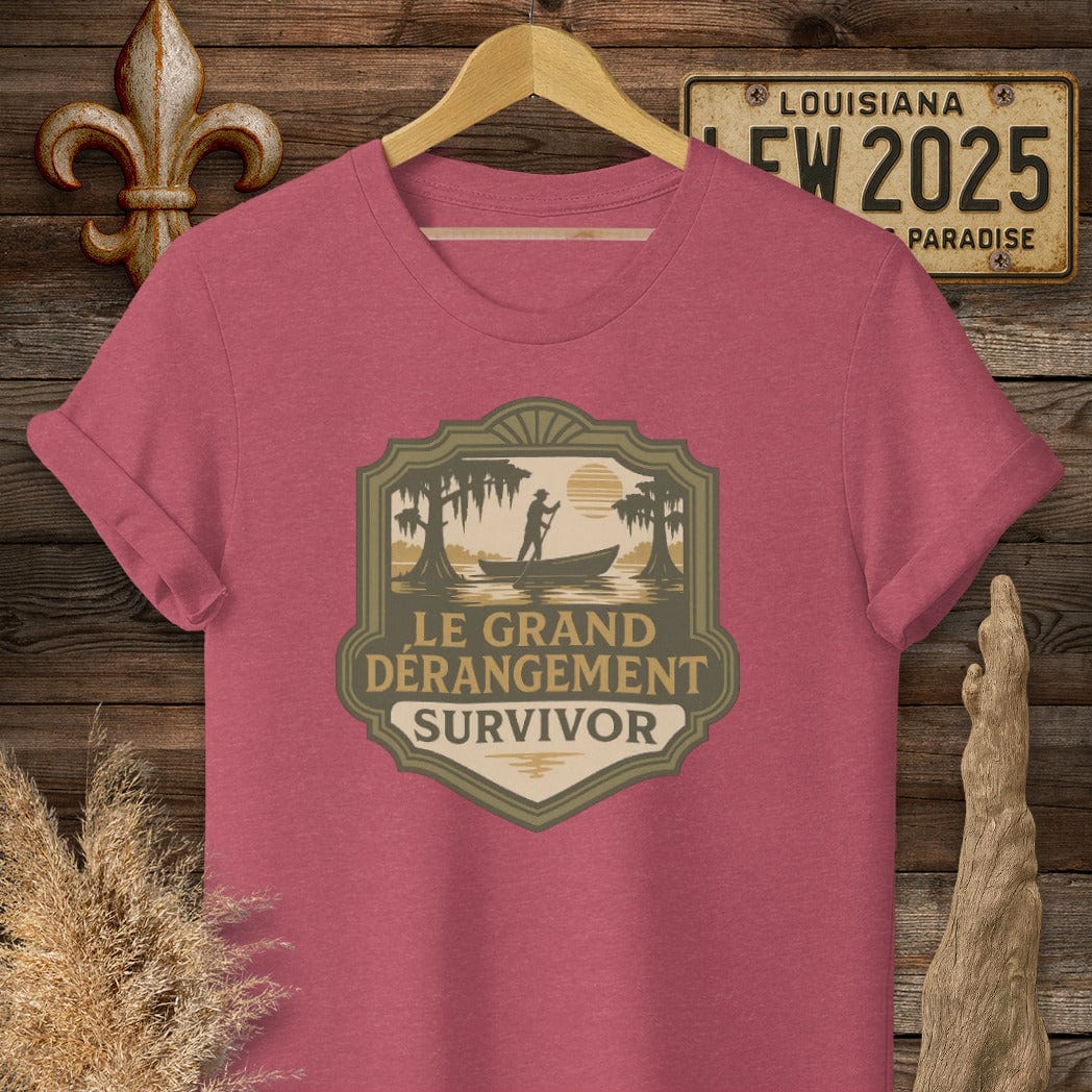 S / Heather Cardinal Louisiana Le Grand Derangement Survivor T-Shirt by Laissez Faire Wear