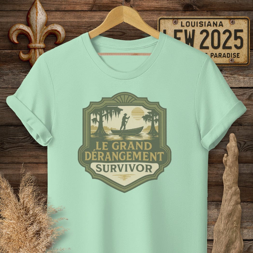 S / Mint Green Louisiana Le Grand Derangement Survivor T-Shirt by Laissez Faire Wear
