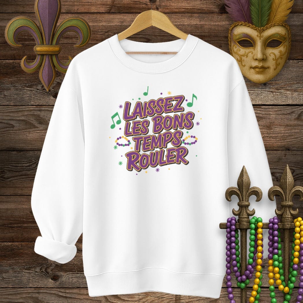 S / White Louisiana Let the Good Times Roll Sweatshirt by Laissez Faire Wear