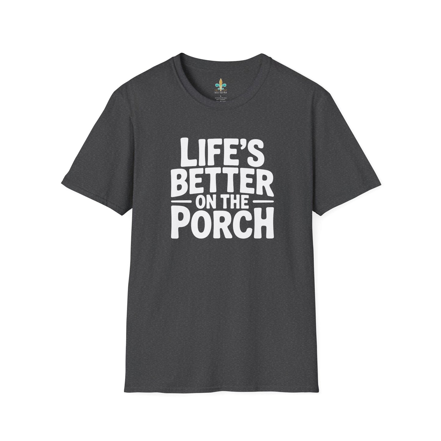 Dark Heather / S Louisiana "Life's Better on the Porch" Louisiana Expression T-Shirt by Laissez Faire Wear