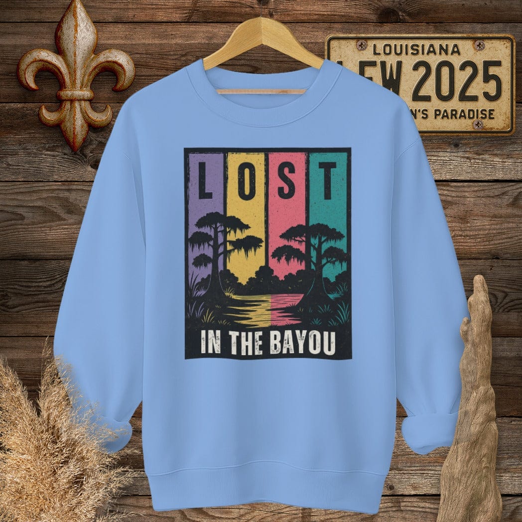 S / Carolina Blue Louisiana Lost in the Bayou Sweatshirt by Laissez Faire Wear