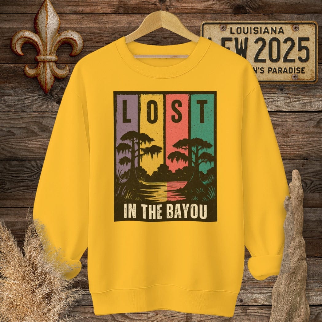 S / Gold Louisiana Lost in the Bayou Sweatshirt by Laissez Faire Wear