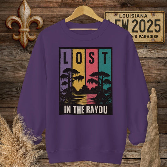 S / Purple Louisiana Lost in the Bayou Sweatshirt by Laissez Faire Wear