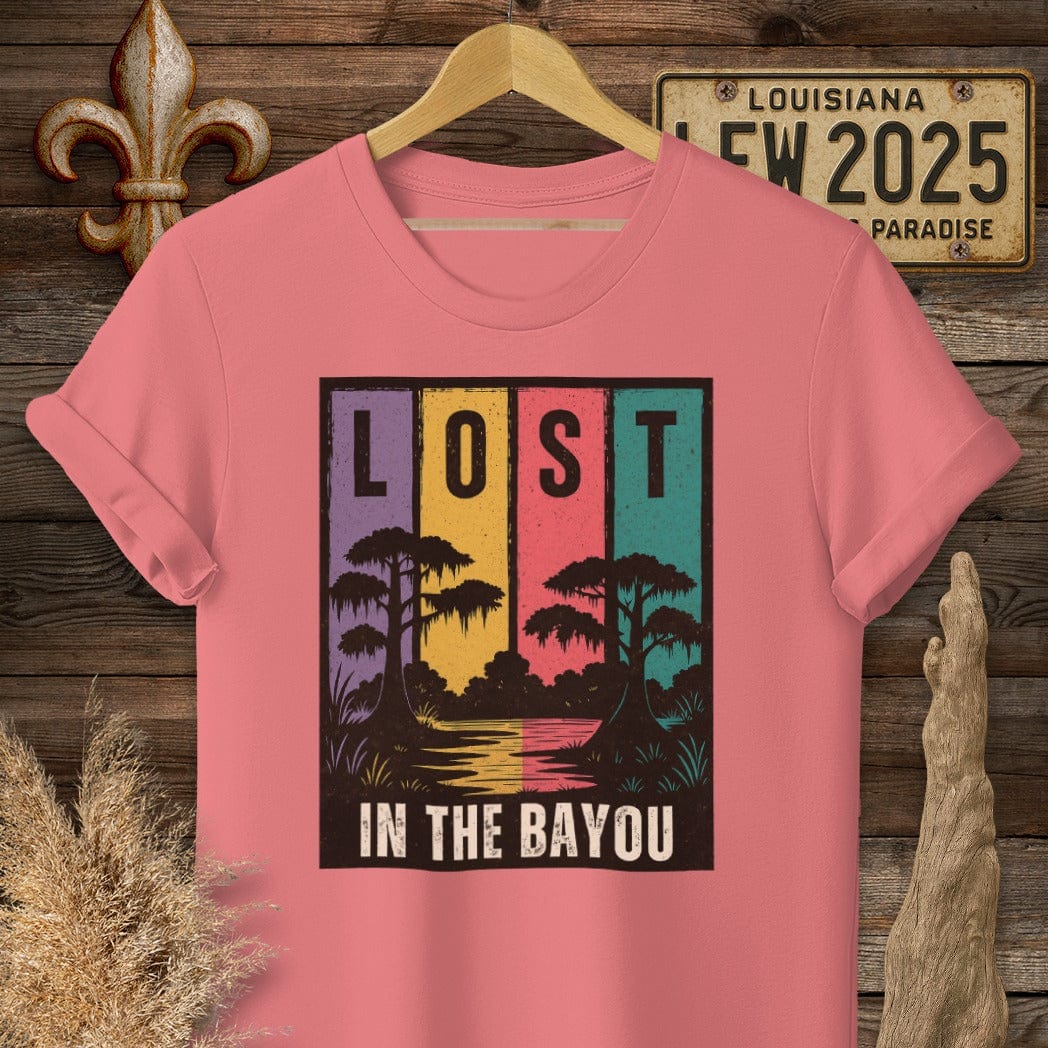 S / Coral Silk Louisiana Lost in the Bayou T-Shirt by Laissez Faire Wear