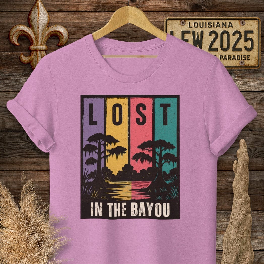 S / Heather Radiant Orchid Louisiana Lost in the Bayou T-Shirt by Laissez Faire Wear