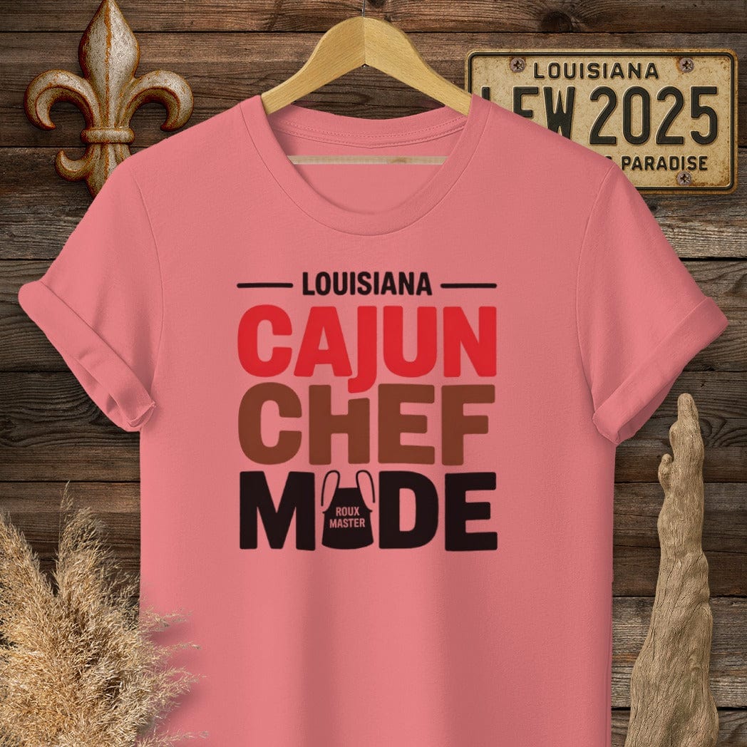 S / Coral Silk Louisiana Louisiana Cajun Chef Mode T-Shirt by Laissez Faire Wear