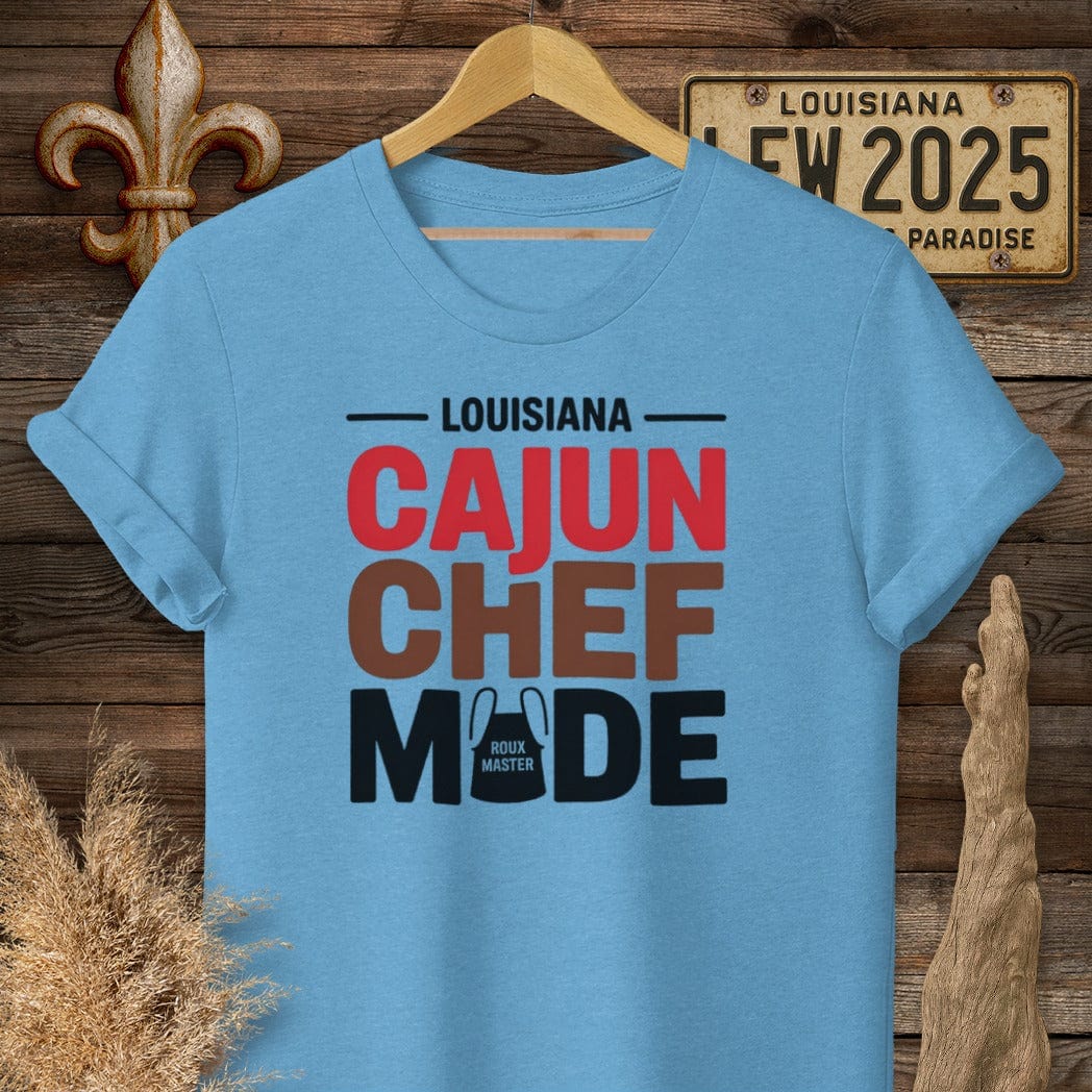 S / Heather Sapphire Louisiana Louisiana Cajun Chef Mode T-Shirt by Laissez Faire Wear