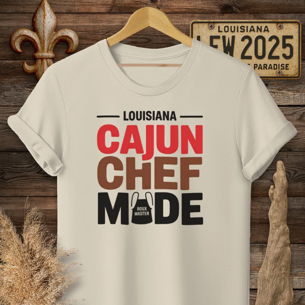 S / Sand Louisiana Louisiana Cajun Chef Mode T-Shirt by Laissez Faire Wear