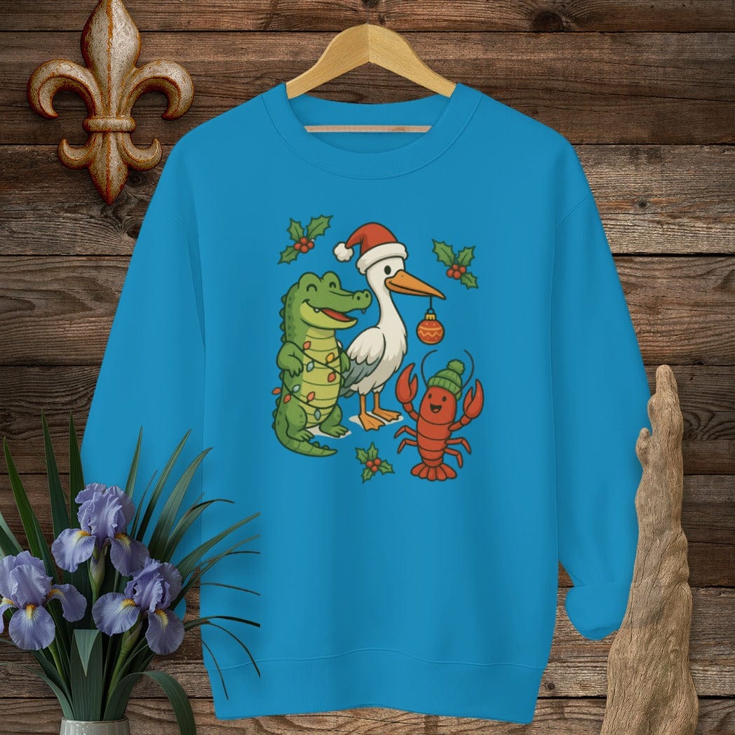 S / Sapphire Louisiana Louisiana Christmas Pals Sweatshirt by Laissez Faire Wear
