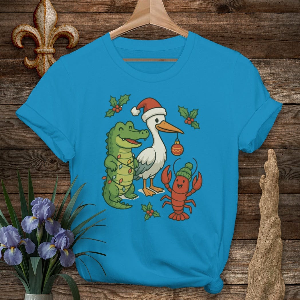 S / Sapphire Louisiana Louisiana Christmas Pals T-Shirt by Laissez Faire Wear