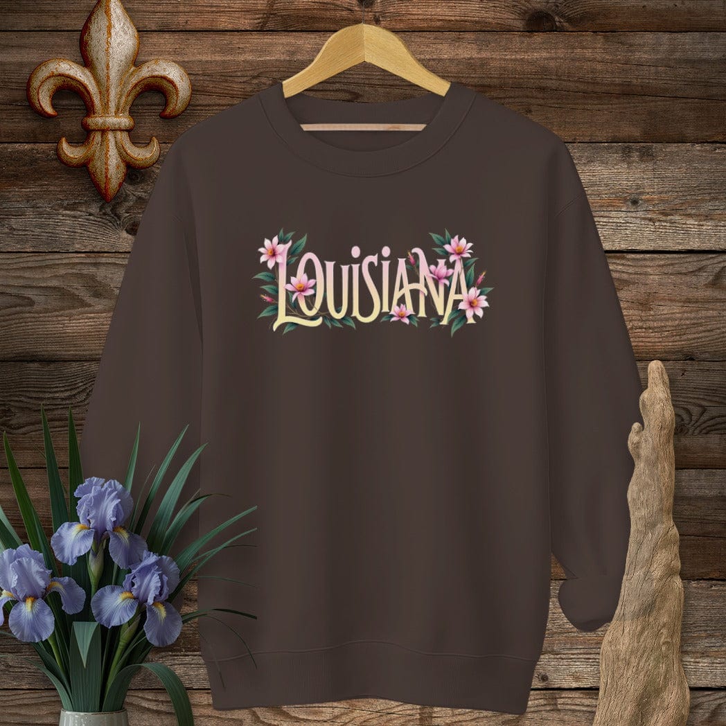 S / Dark Chocolate Louisiana Louisiana Floral State Pride Sweatshirt by Laissez Faire Wear