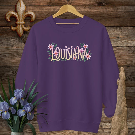 S / Purple Louisiana Louisiana Floral State Pride Sweatshirt by Laissez Faire Wear