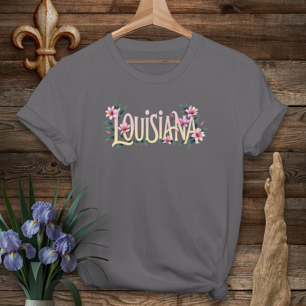 S / Charcoal Louisiana Louisiana Floral State Pride T-Shirt by Laissez Faire Wear