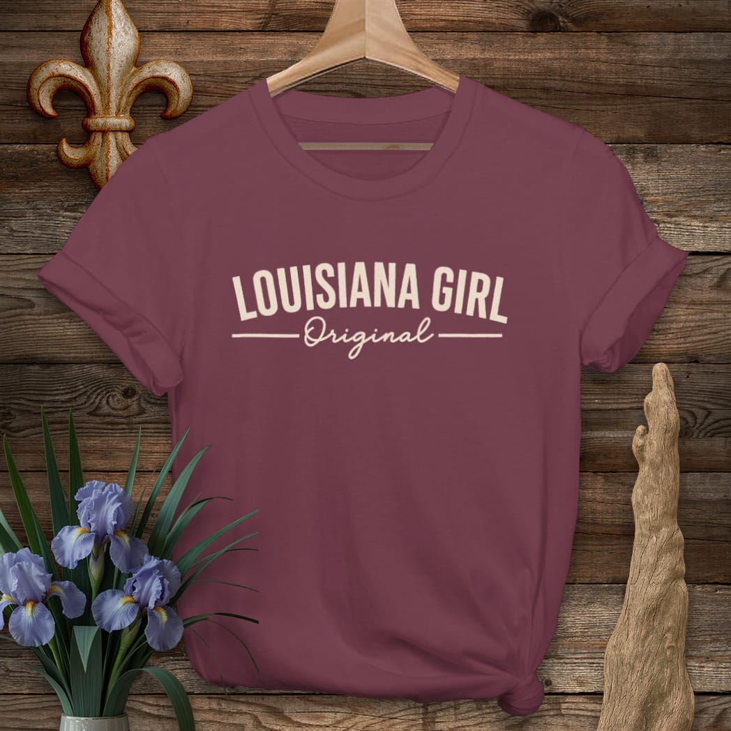 Maroon / S Louisiana Louisiana Girl Original T-Shirt by Laissez Faire Wear