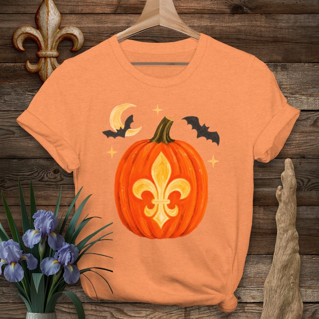 S / Heather Orange Louisiana Louisiana Halloween T-Shirt by Laissez Faire Wear