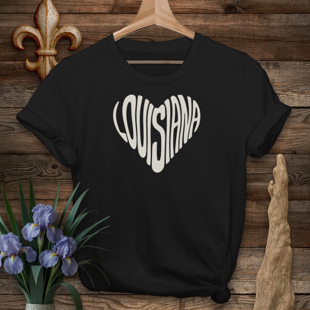 S / Black Louisiana Louisiana Heart T-Shirt by Laissez Faire Wear