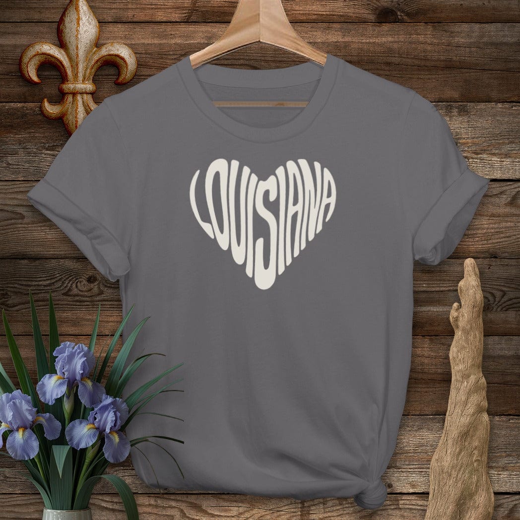 S / Charcoal Louisiana Louisiana Heart T-Shirt by Laissez Faire Wear
