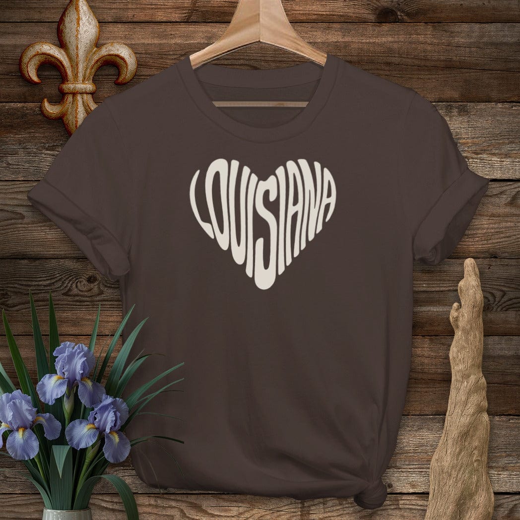 S / Dark Chocolate Louisiana Louisiana Heart T-Shirt by Laissez Faire Wear
