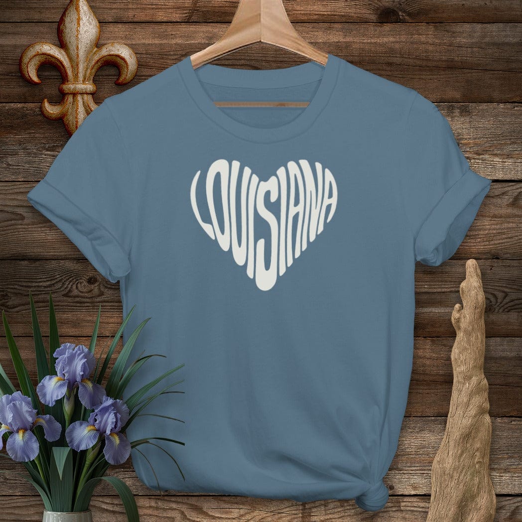 S / Indigo Blue Louisiana Louisiana Heart T-Shirt by Laissez Faire Wear