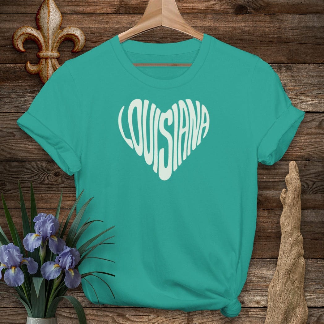 S / Jade Dome Louisiana Louisiana Heart T-Shirt by Laissez Faire Wear