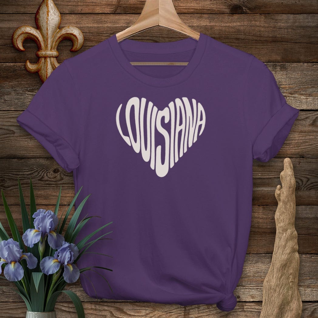 S / Purple Louisiana Louisiana Heart T-Shirt by Laissez Faire Wear