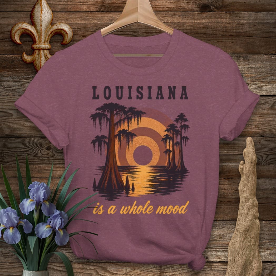 S / Heather Maroon Louisiana Louisiana is a Mood T-Shirt by Laissez Faire Wear