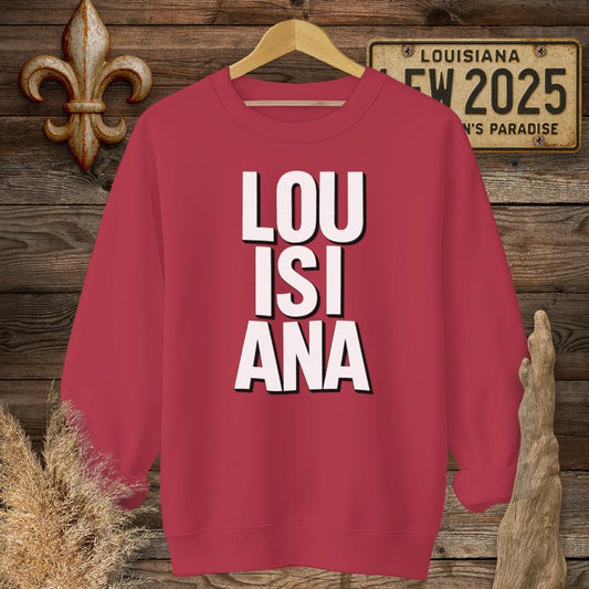 S / Antique Cherry Red Louisiana Louisiana Pride - Bold Sweatshirt by Laissez Faire Wear