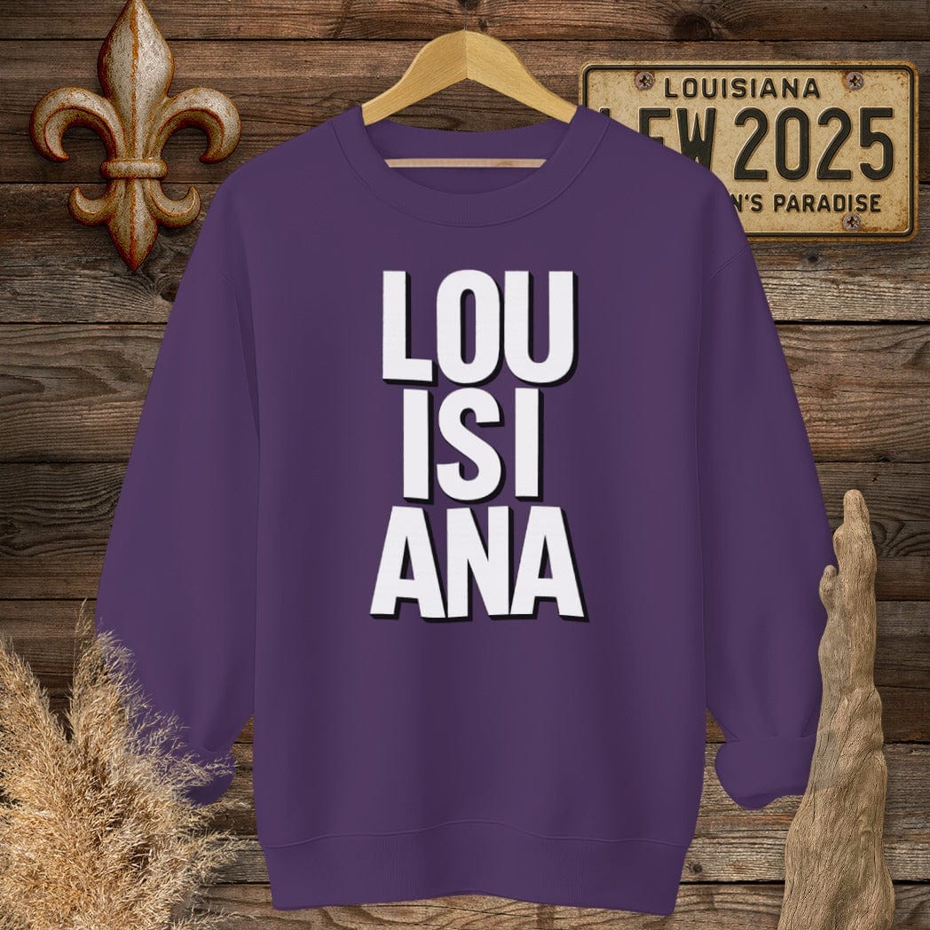 S / Purple Louisiana Louisiana Pride - Bold Sweatshirt by Laissez Faire Wear