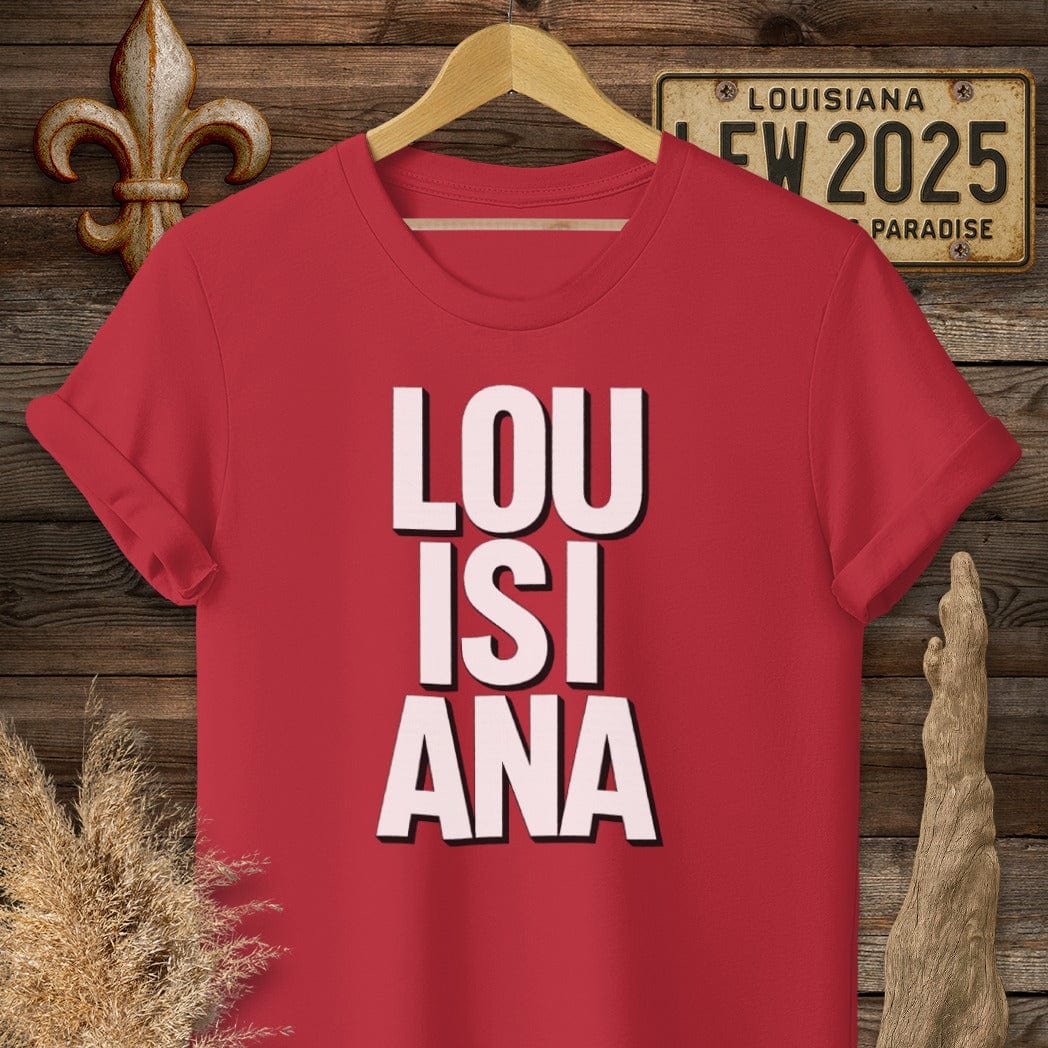 S / Cherry Red Louisiana Louisiana Pride - Bold T-Shirt by Laissez Faire Wear