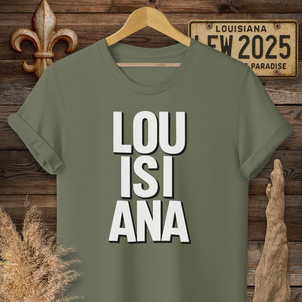 S / Military Green Louisiana Louisiana Pride - Bold T-Shirt by Laissez Faire Wear
