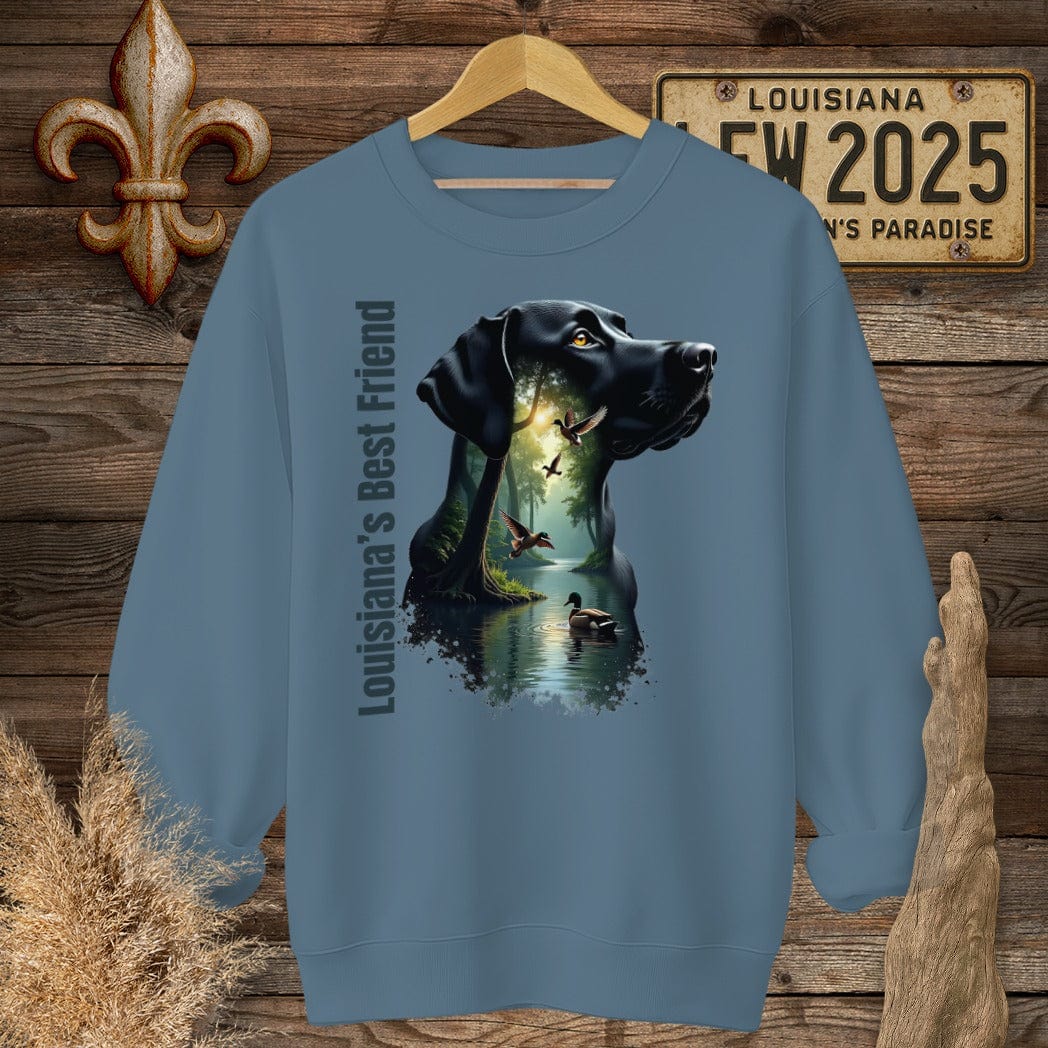 S / Indigo Blue Louisiana Louisiana's Best Friend - Labrador Hunting Sweatshirt by Laissez Faire Wear