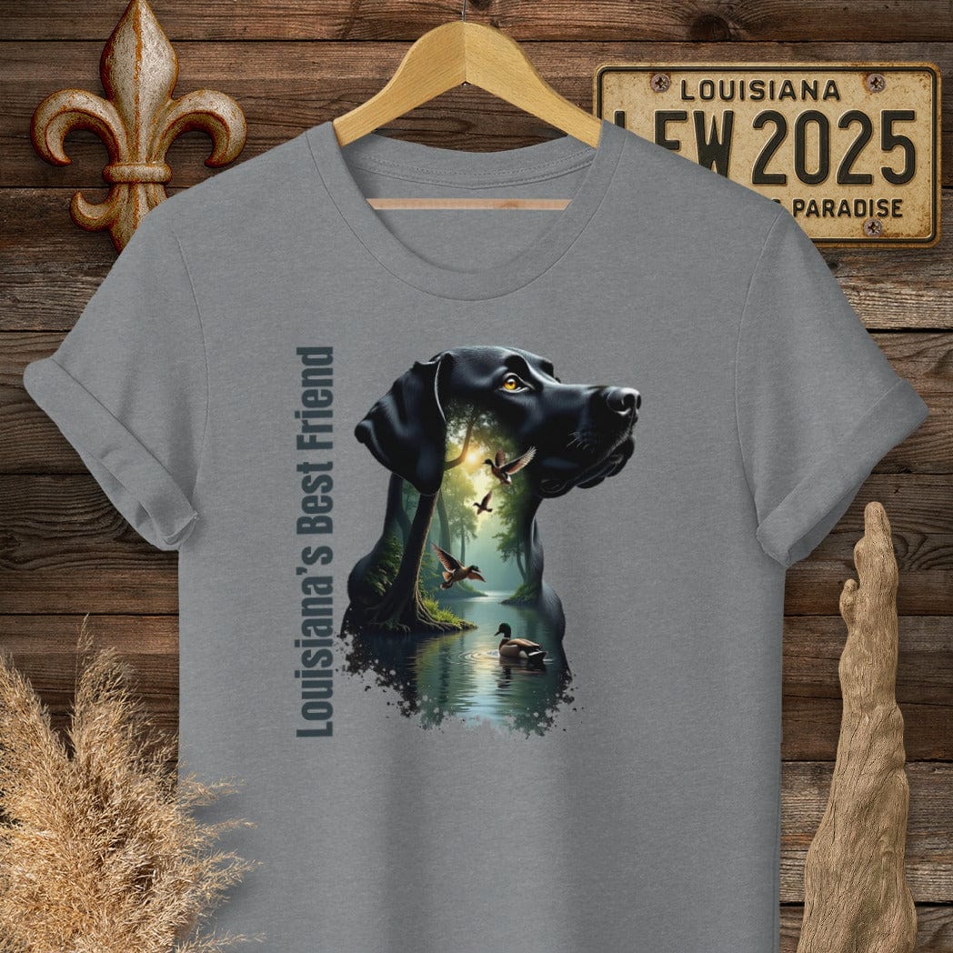 S / Graphite Heather Louisiana Louisiana's Best Friend - Labrador Hunting T-Shirt by Laissez Faire Wear