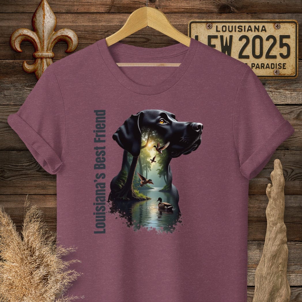 S / Heather Maroon Louisiana Louisiana's Best Friend - Labrador Hunting T-Shirt by Laissez Faire Wear