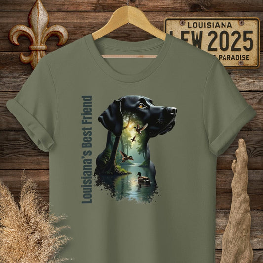 S / Military Green Louisiana Louisiana's Best Friend - Labrador Hunting T-Shirt by Laissez Faire Wear