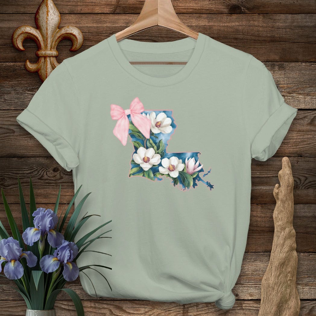 S / Sage Louisiana Louisiana State Pride Floral Coquette T-Shirt by Laissez Faire Wear