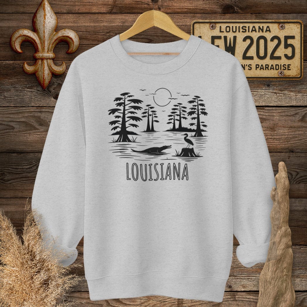 S / Sport Grey Louisiana Louisiana State Pride Nature Sweatshirt by Laissez Faire Wear