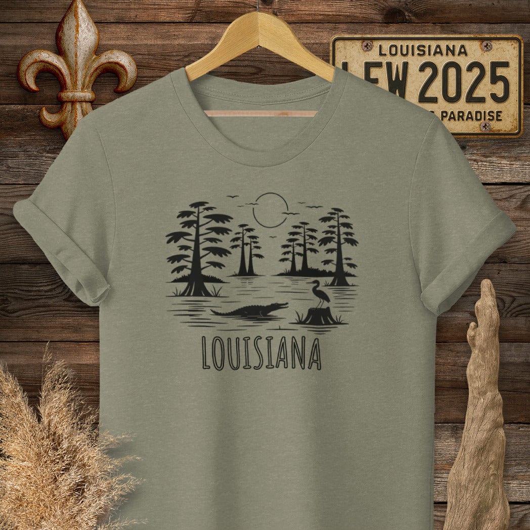 T-Shirt / S / Heather Military Green Louisiana Louisiana State Pride Nature T-Shirt by Laissez Faire Wear