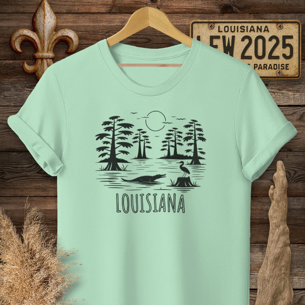 T-Shirt / S / Mint Green Louisiana Louisiana State Pride Nature T-Shirt by Laissez Faire Wear
