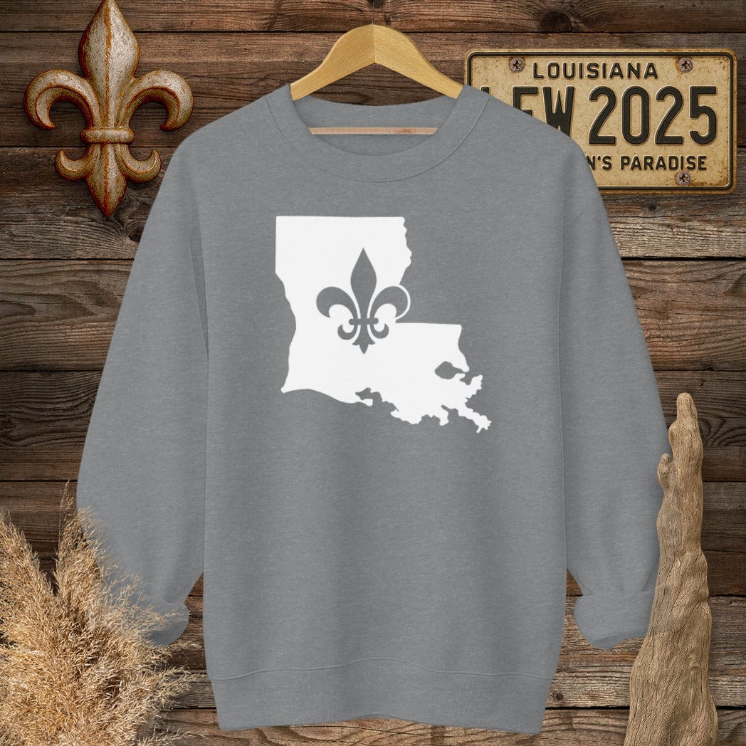 S / Graphite Heather Louisiana Louisiana State Pride Sweatshirt by Laissez Faire Wear