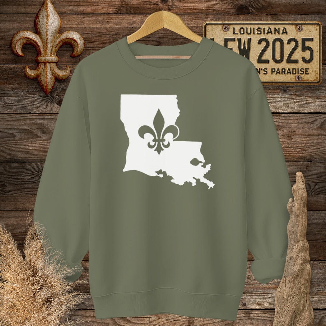 S / Military Green Louisiana Louisiana State Pride Sweatshirt by Laissez Faire Wear