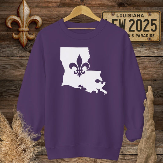 S / Purple Louisiana Louisiana State Pride Sweatshirt by Laissez Faire Wear
