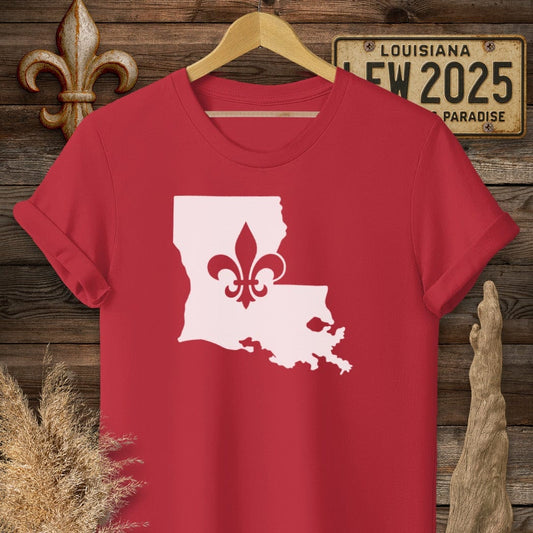 S / Cherry Red Louisiana Louisiana State Pride T-Shirt by Laissez Faire Wear
