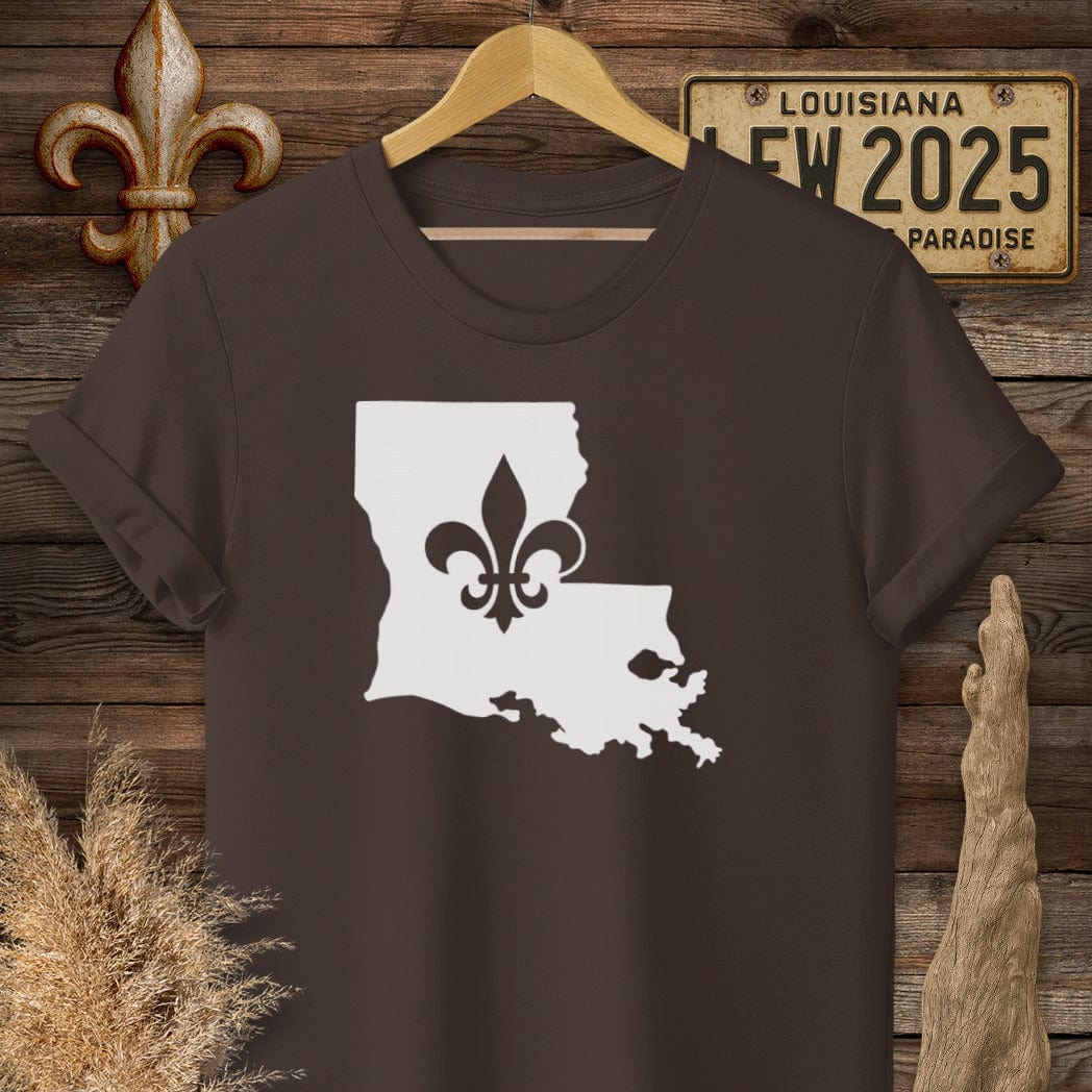 S / Dark Chocolate Louisiana Louisiana State Pride T-Shirt by Laissez Faire Wear
