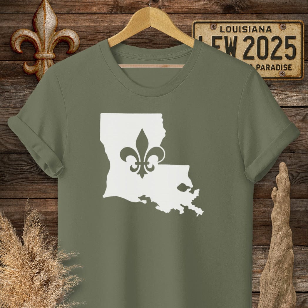 S / Military Green Louisiana Louisiana State Pride T-Shirt by Laissez Faire Wear