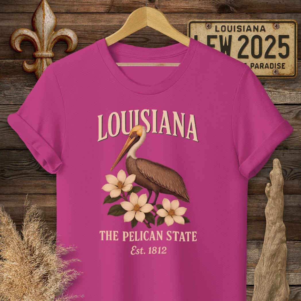 S / Antique Heliconia Louisiana Louisiana The Pelican State T-Shirt by Laissez Faire Wear